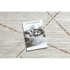 Modern Carpet DUKE 51557 Cream / Gold - Geometric, Textured, Very Soft, Fringes, F.H.Kabis