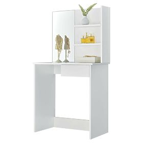 Modern Cosmetic Vanity Table with Large Mirror and Shelves ModernHome