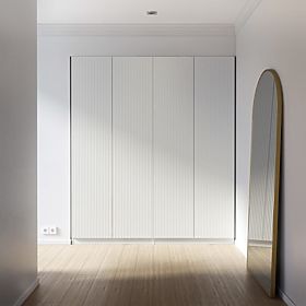 Neroli Four-Door Wardrobe, Simple Grooves, White, lectus