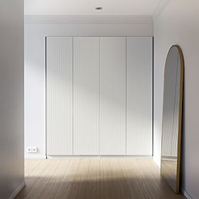 Neroli Four-Door Wardrobe, Simple Grooves, White