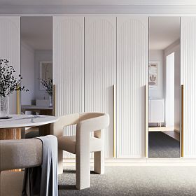 Neroli Wardrobe Door, 45.6 cm, Arched Grooves, White, Left, lectus