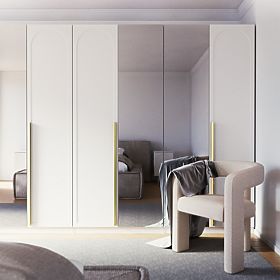 Neroli Wardrobe Door, 45.6 cm, Arched Panel, White, Left, lectus