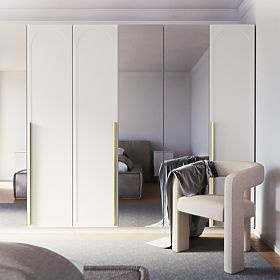 Neroli Wardrobe Door, 45.6 cm, Arched Panel, White, Right, lectus