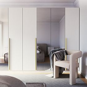 Neroli Wardrobe Door, 45.6 cm, Simple Grooves, White, lectus