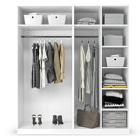 Neroli Wardrobe Frame/Interior with 2 Rods and Shelves 182.2 cm, White