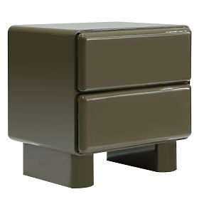 Nightstand with Drawers Lagos, Green/Gray, Rounded, Glossy