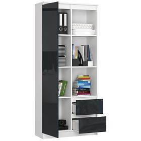 OFFICE SHELF R 80 cm CLP R11 WHITE / GRAPHITE GLOSS