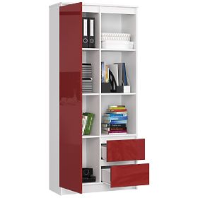 OFFICE SHELF R 80 cm CLP R11 WHITE / RED GLOSS
