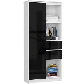 OFFICE SHELF R 80 cm CLP R15 PK WHITE / BLACK GLOSS