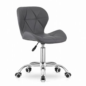 Office Swivel Chair with Wide Backrest Eco-Leather Chrome Gray