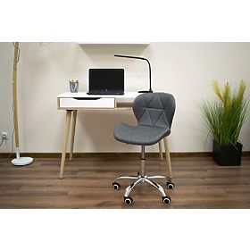 Office Swivel Chair with Wide Backrest Eco-Leather Chrome Gray