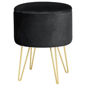 Opening Velvet Ottoman with Storage LILI Black