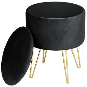 Opening Velvet Ottoman with Storage LILI Black