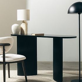 Pauline Desk/Console 140 cm, Black, Slats, lectus