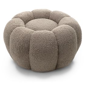 Perugia Pouf, Cappuccino, Bouclé, Rounded Shapes