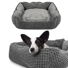 Pet bed with blanket M - gray, PuppyJoy