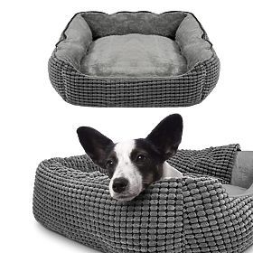 Pet bed with blanket S - gray