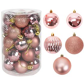 PINK CHRISTMAS BALLS 34 PCS SYSD1688-026, Tutumi