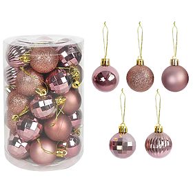 PINK CHRISTMAS BALLS 34 PCS SYSD1688-026, Tutumi