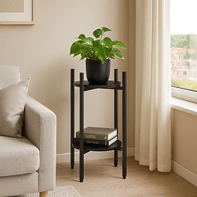 Plant Stand, Flower Stand, Decoration, 2 Levels, Black, ModernHome