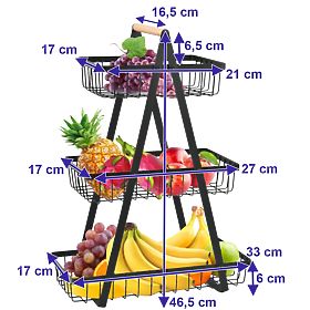 PULOS 3-Tier Black Fruit Basket