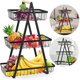 PULOS 3-Tier Black Fruit Basket