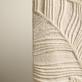 Rectangular Mona Tufted Wool Rug, Cream, Leaves