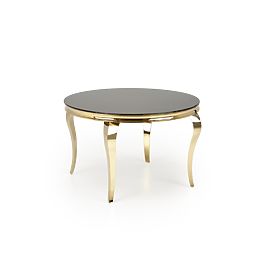 REGINALD_2 Round Table Top - Black Glass, Legs - Gold