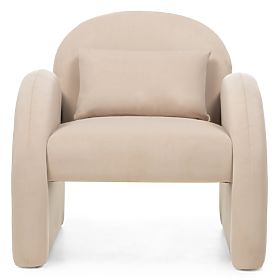 Relaxation Chair Rainbow Light Beige, Velvet, Rounded, lectus