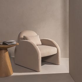 Relaxation Chair Rainbow Light Beige, Velvet, Rounded, lectus