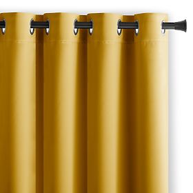 RESTILO BLACKOUT Curtain Mustard Color Classic Style Silver Eyelets Material