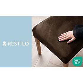 RESTILO Chair Cover 6 SENTO Dark Brown Smooth Classic Style