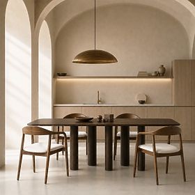 Ritro Table with Rectangular Top 200 cm, Wooden, Oak Veneer, Walnut