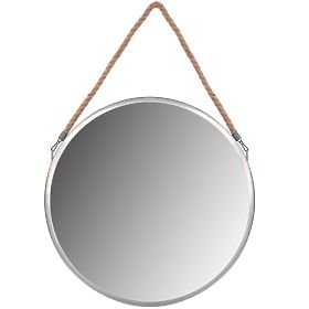 ROUND SILVER MIRROR ON A ROPE 40CM KLMH-0410S-1, Tutumi