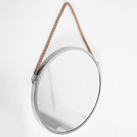 ROUND SILVER MIRROR ON A ROPE 40CM KLMH-0410S-1, Tutumi