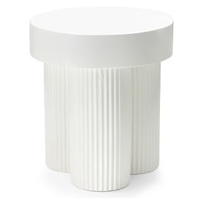 Salerno Coffee Table 45 cm, Round, White, with Grooving, lectus