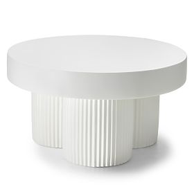 Salerno Coffee Table 70 cm, Round, White, Grooved, lectus