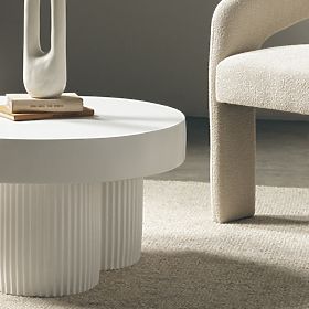Salerno Coffee Table 70 cm, Round, White, Grooved, lectus