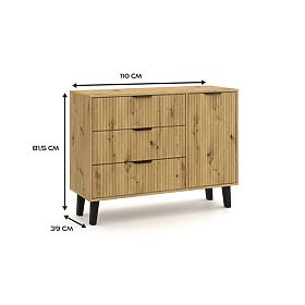 Scandi 1D3S SLIM Artisan Oak Sideboard