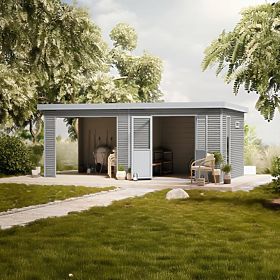 Set of 16 Ardena Composite Decking Boards in Dark Gray WPC Wood, Easy Installation