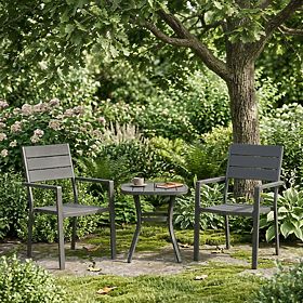 Set of 2 Garden Chairs for Terrace Balcony Steel HDPE Grey MultiGarden