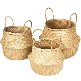 Set of 3 Natural BOHO Baskets, Tutumi