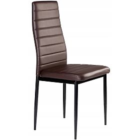 Set of 4 Eco-Leather Chairs with High Backrest - Brown, MODERNHOME