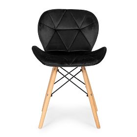 Set of 4 Velvet Chairs for Dining and Living Room - Black