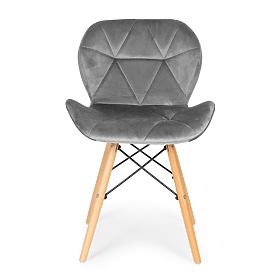 Set of 4 Velvet Chairs for Dining and Living Room - Grey