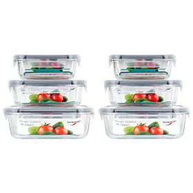 Set of 6 Glass Food Containers AMALFI