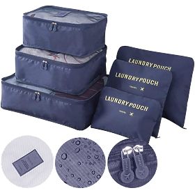 Set of 6 Travel Organizers GAVIN Dark Blue