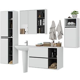 SET OF HANGING BATHROOM FURNITURE VAMI WHITE / GRAPHITE GRAY