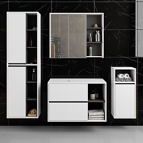 SET OF HANGING BATHROOM FURNITURE WITH OPENINGS VAMI WHITE / GRAPHITE GRAY