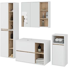 SET OF HANGING BATHROOM FURNITURE WITH OPENINGS VAMI WHITE / SONOMA OAK